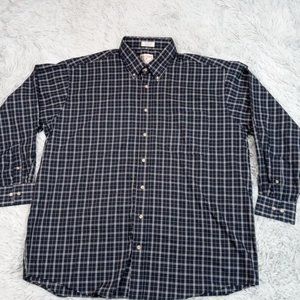 Vintage FoxFire Mens Shirt Button Up Blue Big 1X Plaid Preppy Career Casual‎